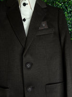 Leo & Zachary Boys Mocha Brown Plaid 3 Piece Suit