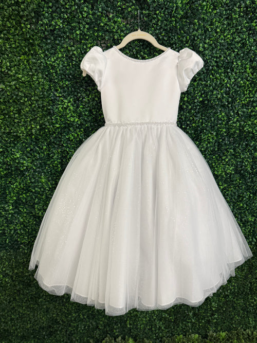 90s movie dress up ideas Sunnypetal Puffy Sleeve Lace A-Line Flower Girl Dress First Communion Dress