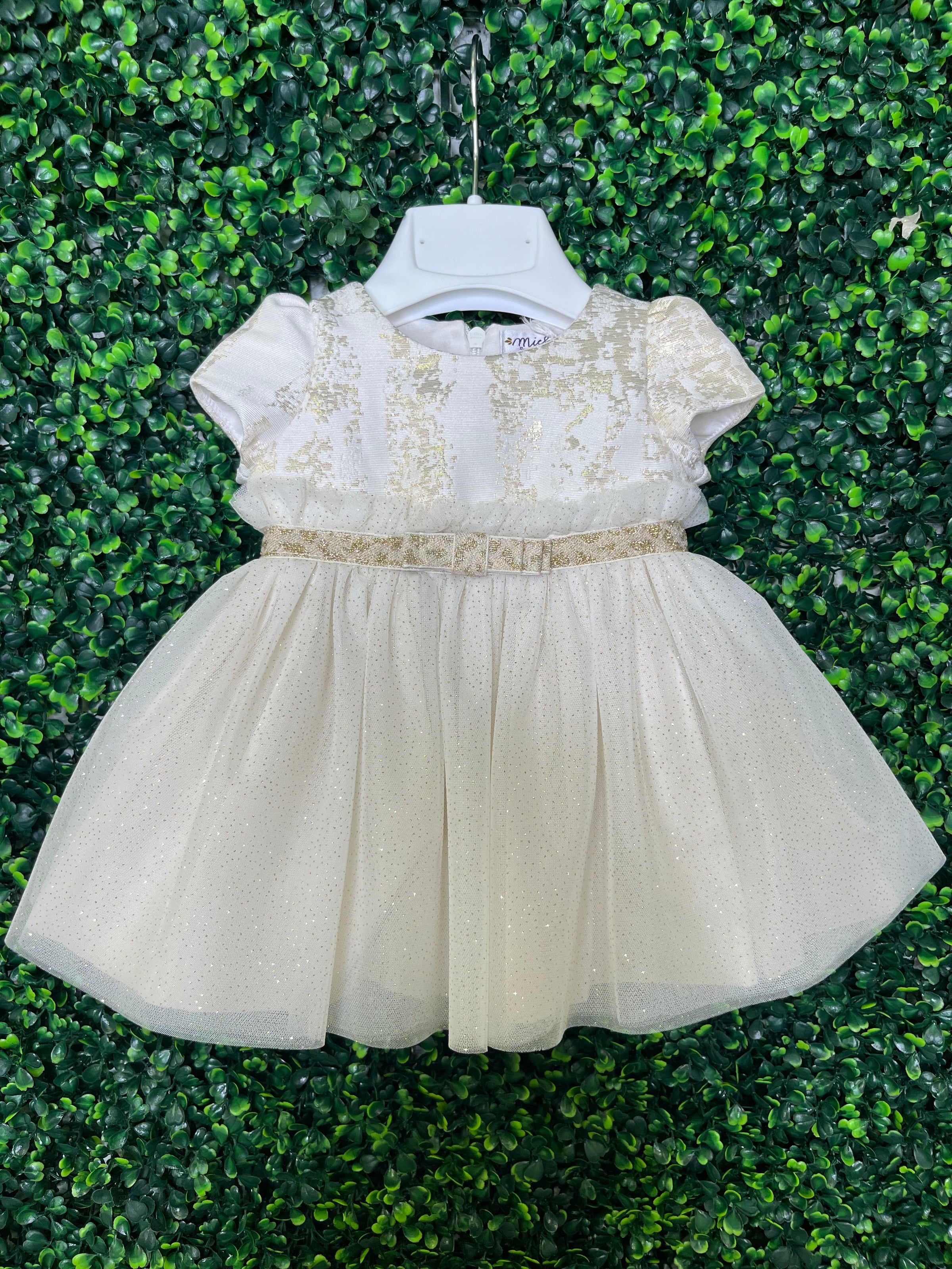 Made in Italy! Michelina Bimbi Girls' Couture Gold Shimmer Dress and Bolero Set 3 Months / Gold Made in Italy! Michelina Bimbi Girls' Couture Gold Shimmer Dress and Bolero Set 3 Months / Gold
