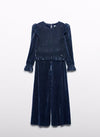 Abel and Lula Girls’ Navy Shimmer Pleated Two Piece Pant Set 5731