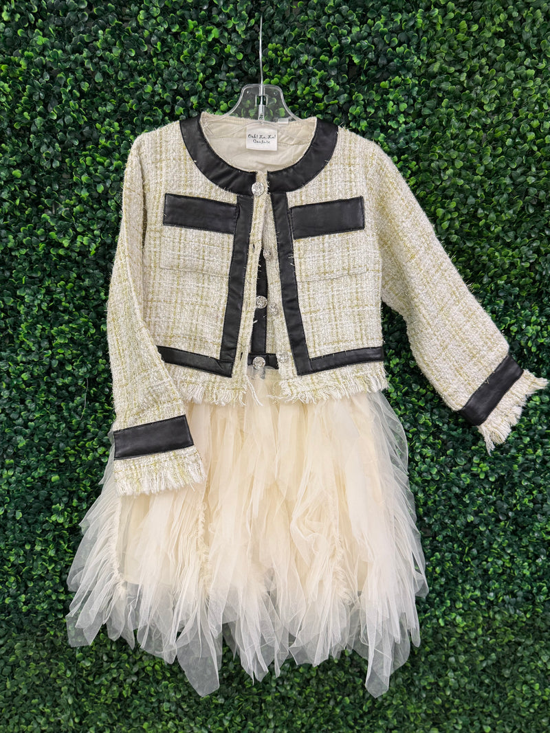 Oh La La Couture Girls’ Tweed Lady Jacket and Tutu Dress Set
