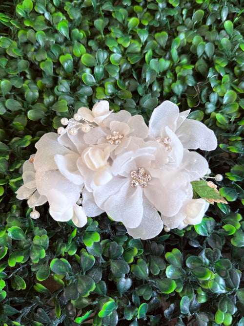 Best Seller! Organza Pearl and Rhinestone Floral Clip