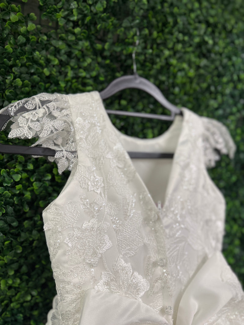 Nan & Jan Lace Communion Dress with beaded Flower - Eloise