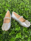 Nina Girls’ Metallic Flat with Rhinestone Rosette - Izzy