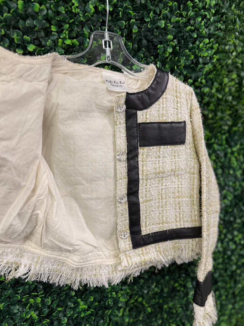 Oh La La Couture Girls’ Tweed Lady Jacket and Tutu Dress Set