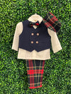 Bimbalo' Boys’ Tartan Plaid Boys Pant Set With Hat