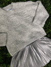 Mayoral Girls’ Silver Shimmer Knit Sweater and Pleated Skirt Set 4306