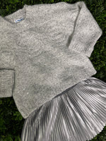 Mayoral Girls’ Silver Shimmer Knit Sweater and Pleated Skirt Set 4306