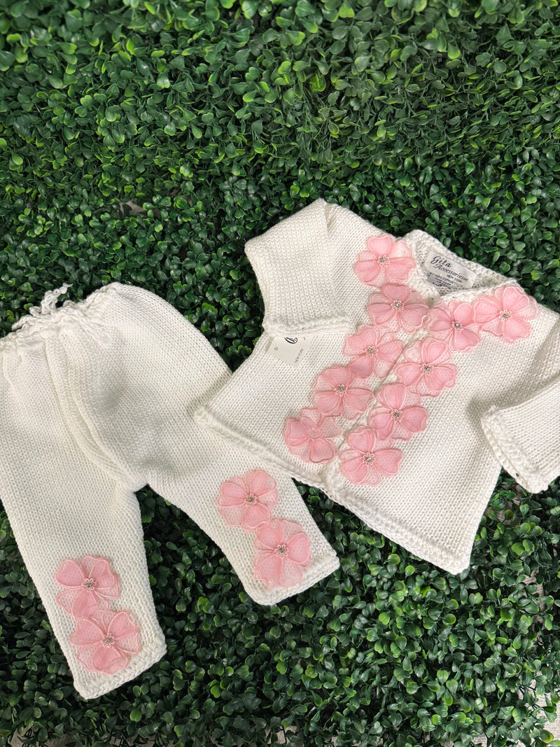 Girls’ Cotton Knit Cherry Blossom Set
