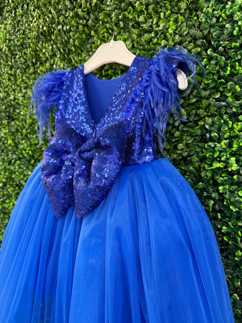 Royal Blue Feather Party Dress