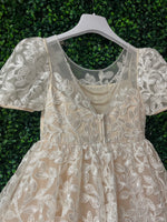 Princess Daliana Girls’ Champagne and Ivory Floral Lace Dress - D24208