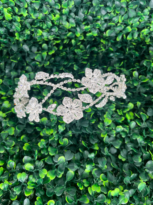 Floral and Vine Silver Rhinstone Headpiece A9120