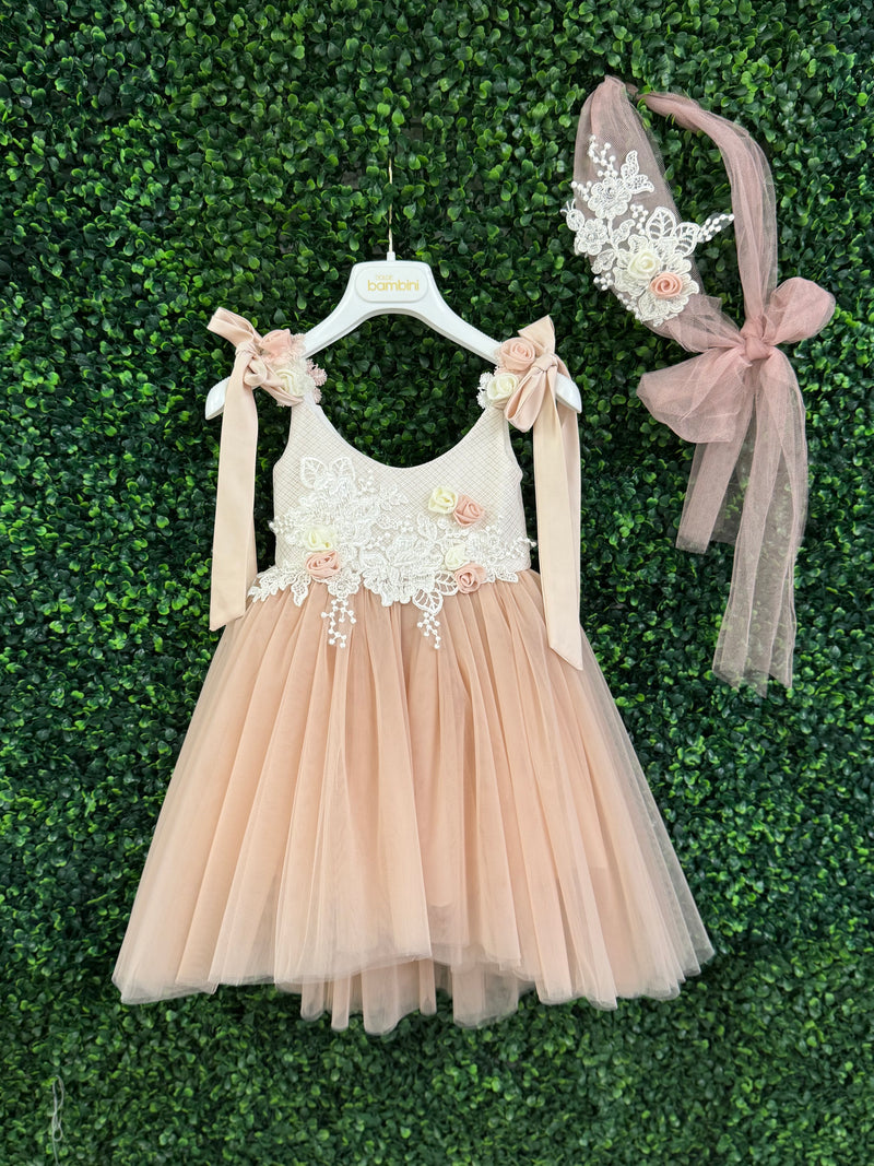 Dolce Bambini Dusty Rose Lace Dress