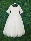 Teter Warm 3/4 Lace Sleeve Tulle Long Gown XGS06