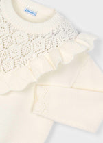 Mayoral Girls’ Knit Sweater and Faux Leather Wide Leg Pants Set 4304