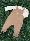 Mayoral Boys’ 2 Piece Brown and Tan Knit Overall Outfit - 2646