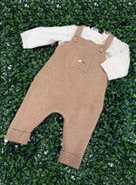 Mayoral Boys’ 2 Piece Brown and Tan Knit Overall Outfit - 2646