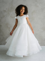 Teter Warm Floral Beaded Bodice Tiered Gown JK11