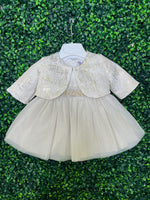 Made in Italy! Michelina Bimbi Girls' Couture Gold Shimmer Dress and Bolero Set