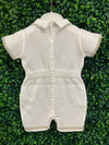 Michelina Bimbi Taupe Knit Boys Romper With Cap
