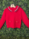 Abel & Lula Girls Red and Navy Two Piece Sweater Set 5548