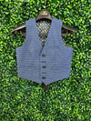 Leo & Zachary Boys Navy and Blue Check 3 Piece Suit