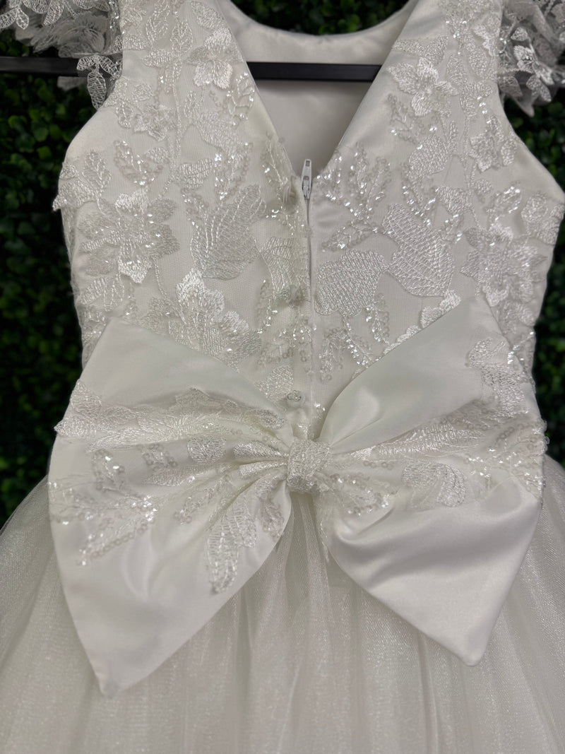 Nan & Jan Lace Communion Dress with beaded Flower - Eloise