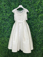 Michelina Bimbi Communion Dress with Floral Beaded Top and Beaded Belt