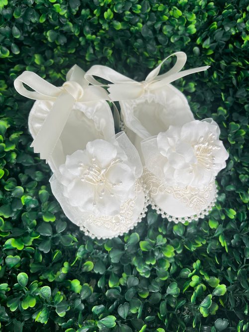 Piccolo Bacio  Floral Lace Baptismal Ballet Shoe