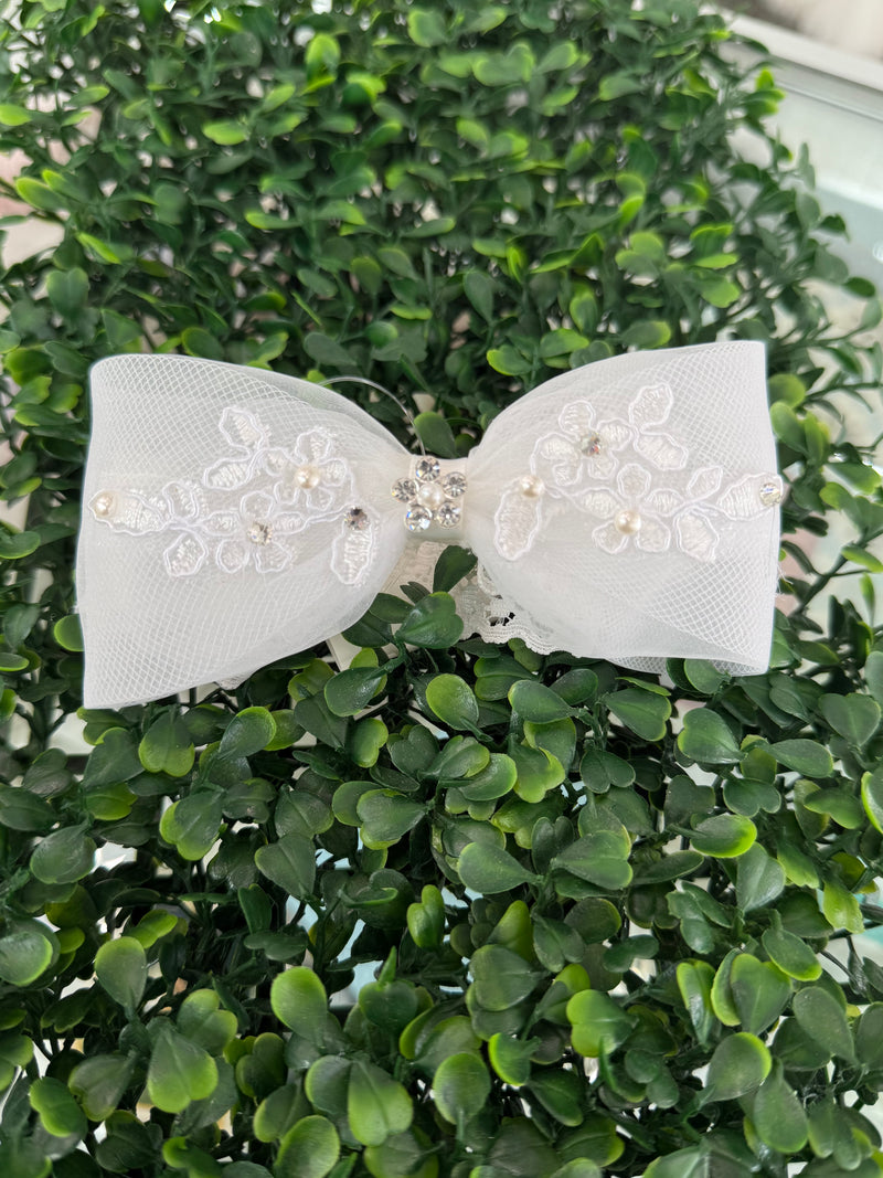Accessories by Adriana Bow Lace & Rhinestone Bow Headband HB203