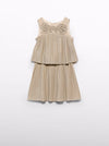 Abel & Lula Gold Metallic Pleated Knit Skirt Set 5071