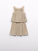 Abel & Lula Gold Metallic Pleated Knit Skirt Set 5071