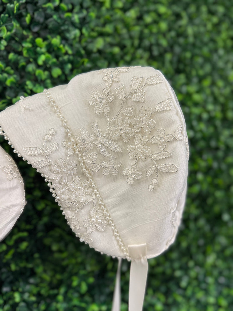 Piccolo Bacio Girls' Raw Silk and Lace Baptism Gown Katrina