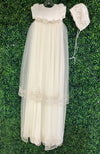 Nan & Jan Couture Pearl and Rhinestone Embellished Vintage Cathedral Christening Gown -35052