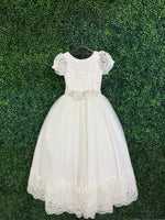Nan & Jan Lace Cap Sleeve Communion Long Gown - Kelly