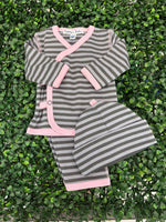 Sippy Baby Girls' Pima Cotton 3pc Striped Set