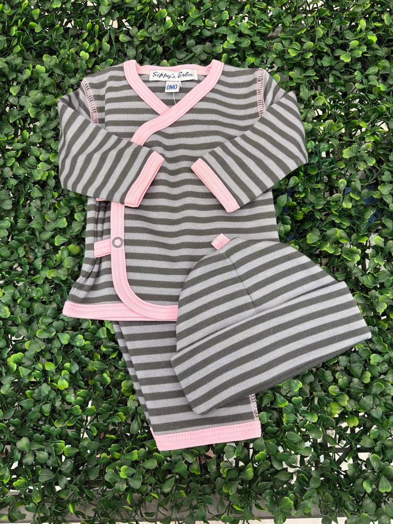 Sippy Baby Girls' Pima Cotton 3pc Striped Set