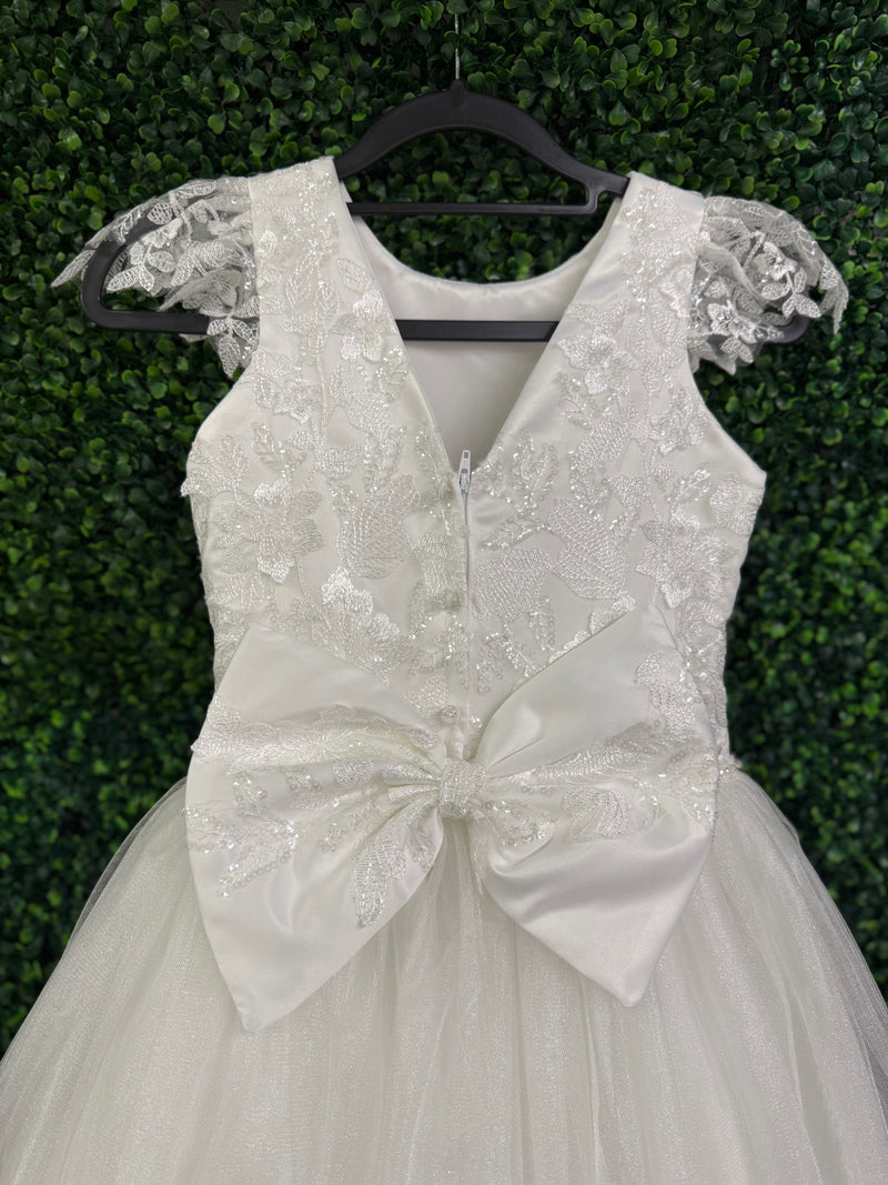 Nan & Jan Lace Communion Dress with beaded Flower - Eloise