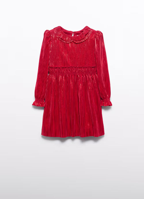 Abel & Lula Ruby Red Pleated Knit Dress 5530