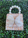 Girls’ Tweed Pearl Beaded Handle Purse