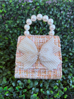 Girls’ Tweed Pearl Beaded Handle Purse
