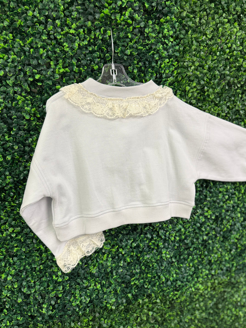 Oh La La Couture Girls’ Lavender Lace Trimmed Pearl Bow Set
