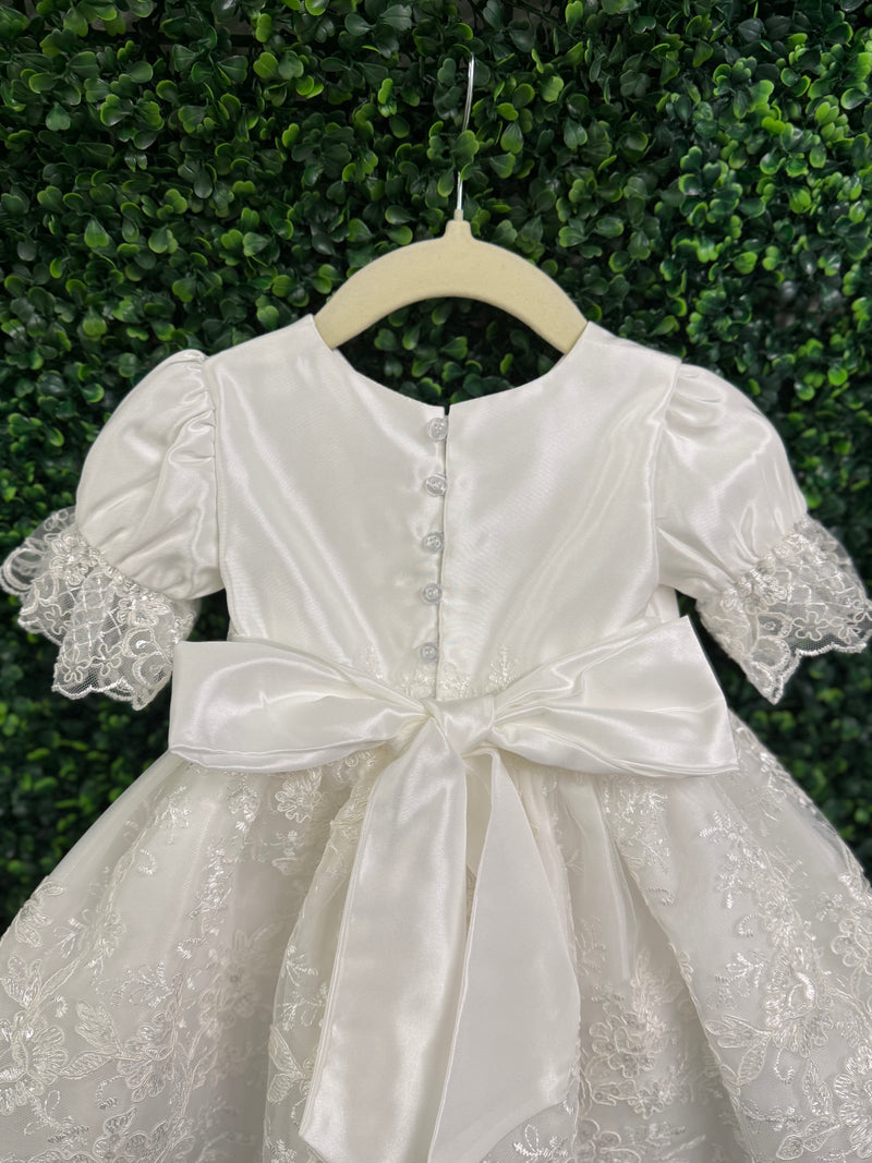 Macis Design Girls’ Taffeta and Lace Christening Dress CH1294