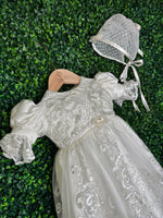 Piccolo Bacio Mila Metallic Lace Christening Gown