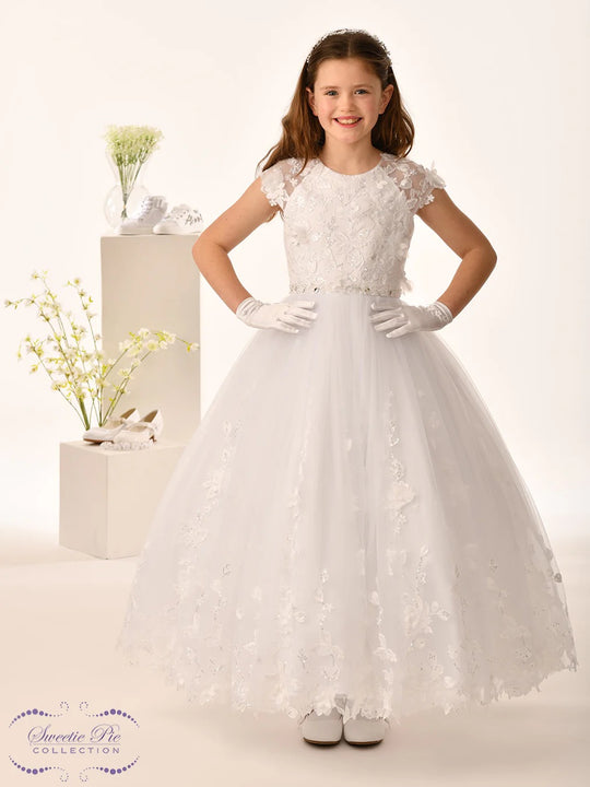 sachin and babi light blue dress A-line Ivory Lace Classic Flower Girl Dress First Communion Dress