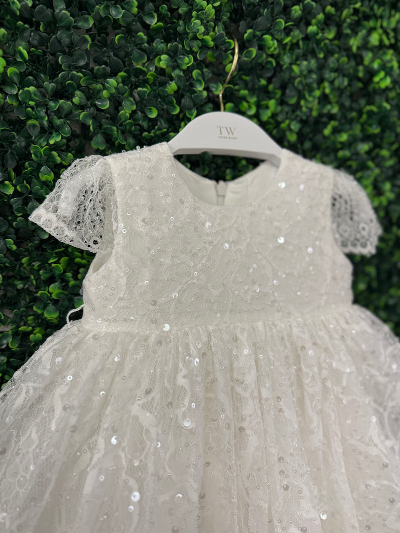 Teter Warm Floral Beaded Lace Baptism Dress - BS51 12 Months / Off White Teter Warm Floral Beaded Lace Baptism Dress - BS51 12 Months / Off White