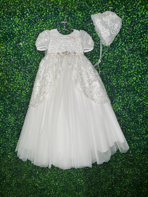 Princess Daliana Peek-a-boo Metallic Lace Gown 