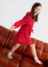 Abel & Lula Ruby Red Pleated Knit Dress 5530