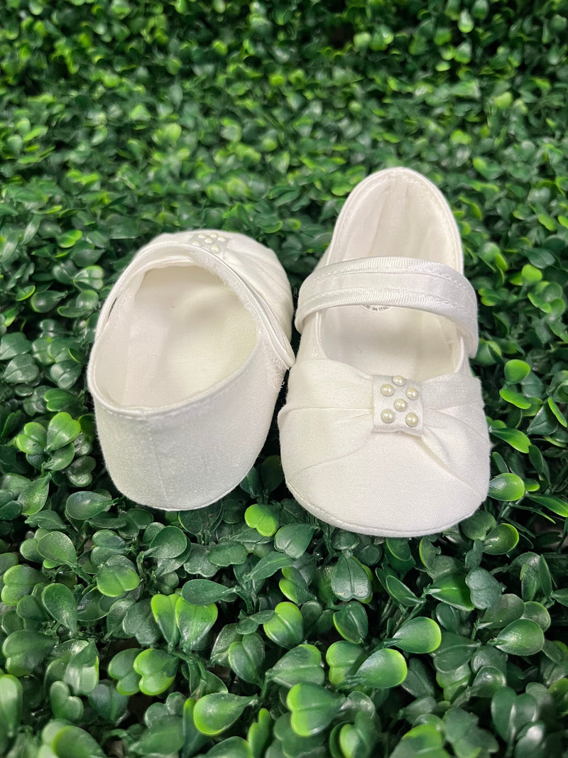 Michelina Bimbi Made in Italy Girls’ Satin Shoes with Pearl Bow
