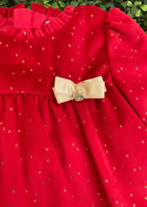 Mayoral Girls' Red Long Sleeve Velvet Dress